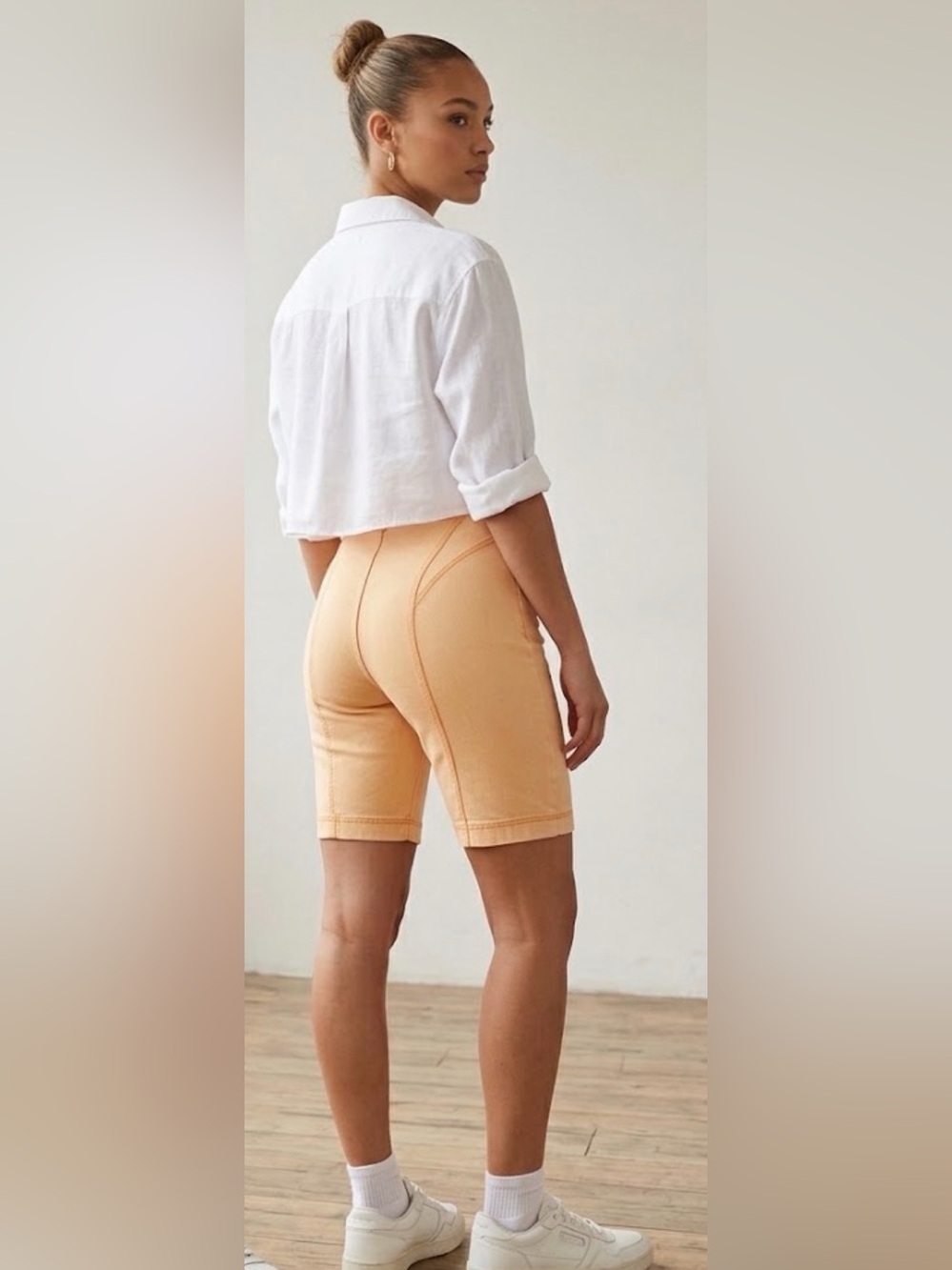 Zara Peach High-Rise Bike Shorts